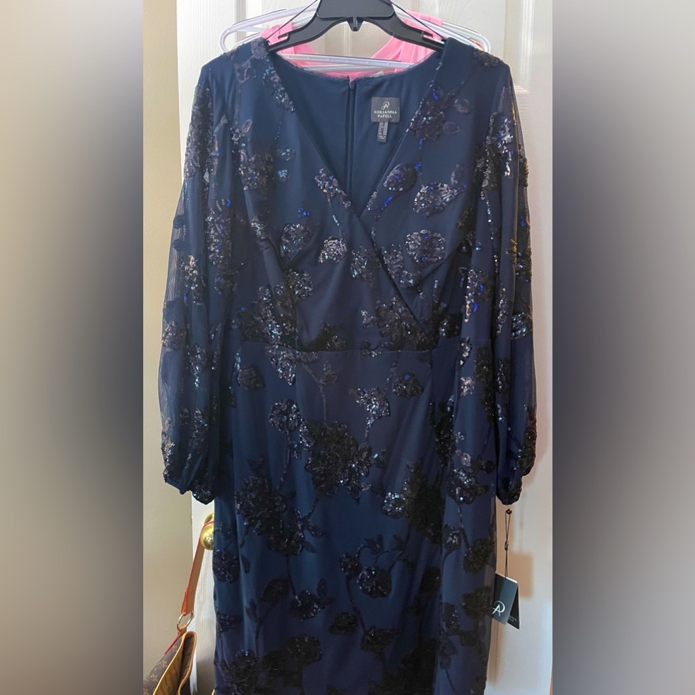 Adrianna Papell. Stunning. Size 18W. Navy Blue Dress
